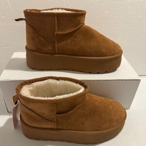 Olivia & Kate New York Women's Brown Boots Size 8 Faux Suede Ankle Slippers